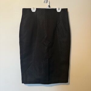 Worthington Black Shiny Stretch Skirt Size 10 EUC Knee Length